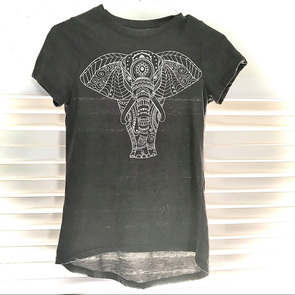 Grey and White, Elephant Patterned, T-Shirt
